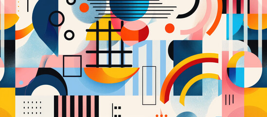 A vibrant and dynamic illustration of an abstract background with bold geometric shapes and lines