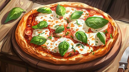  freshly made Italian pizza with mozzarella cheese slices