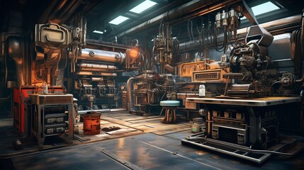 A photo of a clean and organized automotive welding workshop.