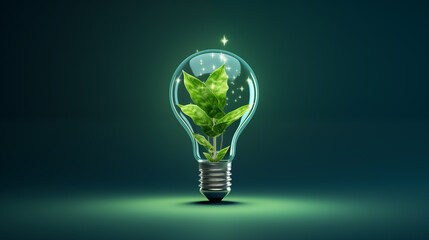 Concept image of plants growing inside incandescent lamps