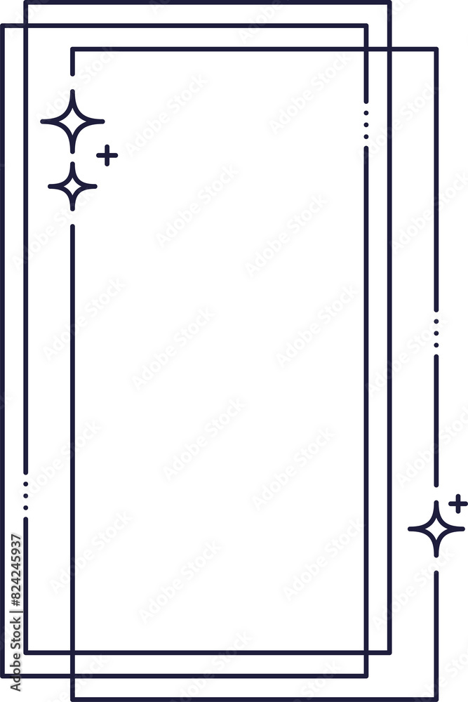 Wall mural minimal line frame with stars and sparkles borders