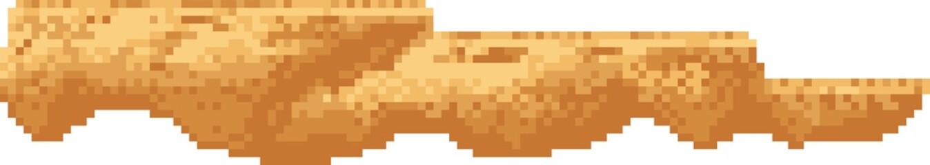 Pixelated game platform, sand desert scene