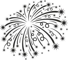 Holiday stars explosion, firework silhouette