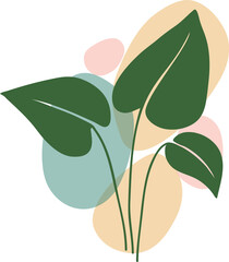 Organic abstract plant branch and boho leaf shape