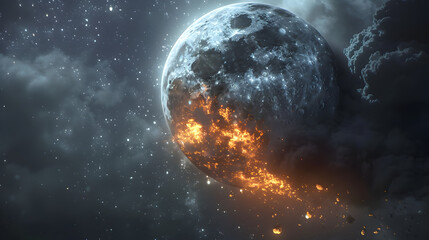A Huge Meteorite Flew Forwards The Moon Whit A Stoning, International Asteroid Day, 30 June, Generative Ai