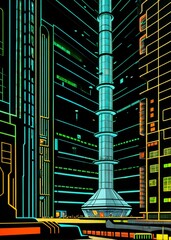 futuristic skyscraper in a neon-lit cityscape - 1