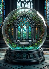 A crystal ball with a gothic-style window  - 1
