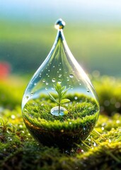 A water droplet on a mossy surface - 1