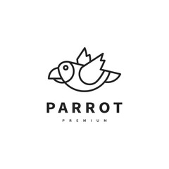 Obraz premium parrot bird line art vector logo design illustration