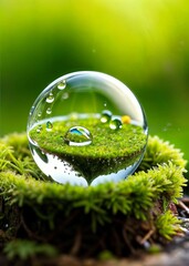 A water droplet on a mossy surface - 2