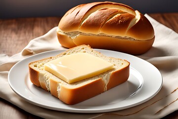 A picture of bread with butter, morning bread, ai generative