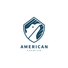 american flag with eagle logo design illustration