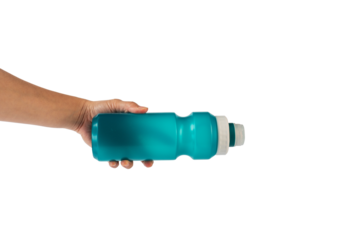 Hand holding cup cold storage. Tumbler glass cold store. on transparent background.