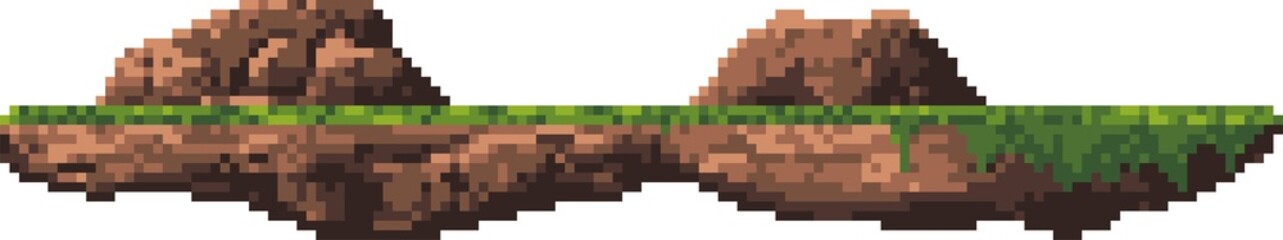 Pixel art game platform, island with grass