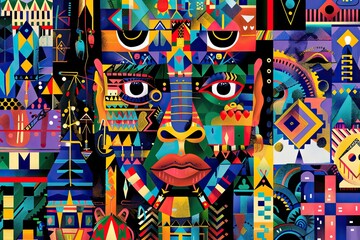 Colorful Digital Artwork Featuring Cultural Elements and Motifs Promoting Inclusion and Diversity Concept Vibrant Cultural Expression.