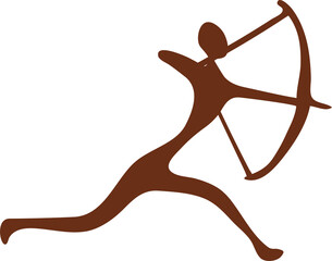 Hunter with bow and arrow cave ancient painting © Vector Tradition