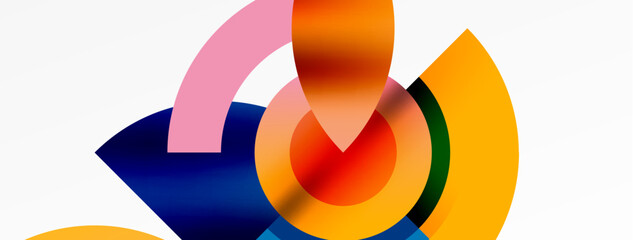 Obraz premium Round elements and circles geometric minimal composition background. Vector Illustration For Wallpaper, Banner, Background, Card, Book Illustration, landing page