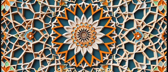 Intricate 3D Islamic Pattern Vector Art with Geometric Designs for Cultural Inspired Graphics
