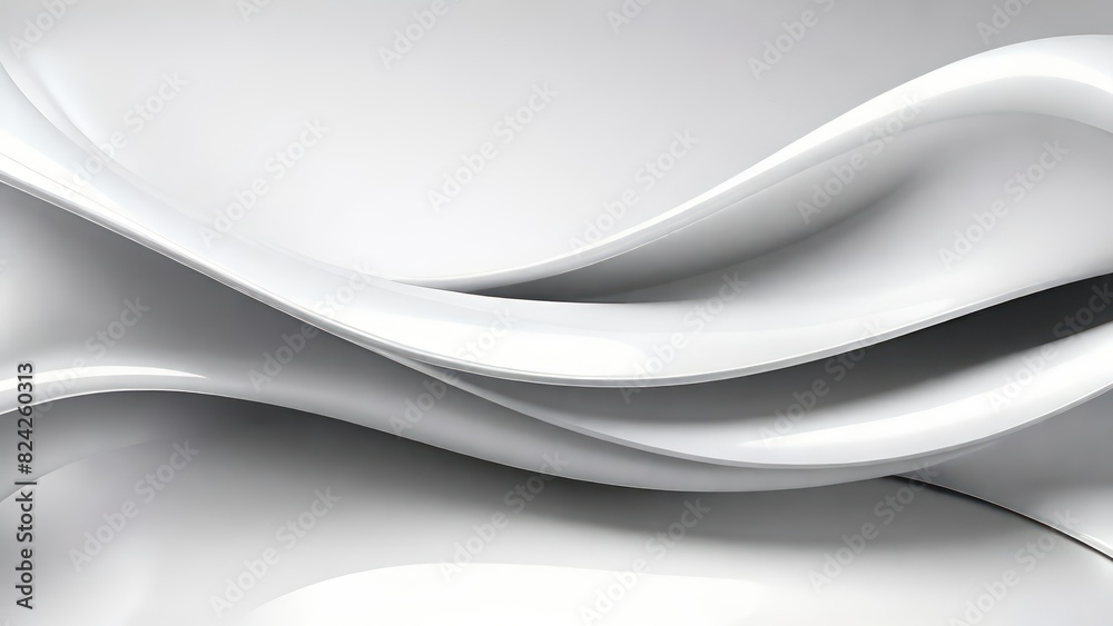 Poster Soft and smooth textured 3d effect gray wavy curved lines abstract background.