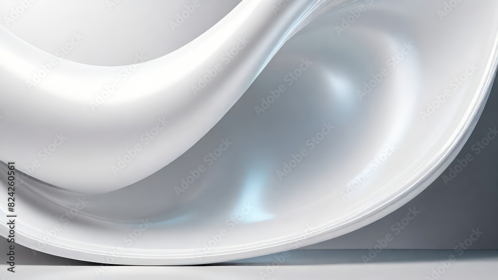 Poster Soft and smooth textured 3d effect gray wavy curved lines abstract background.
