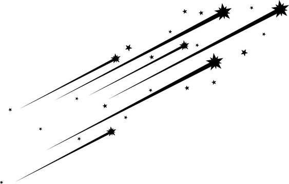 Shooting stars, falling comets trails or traces