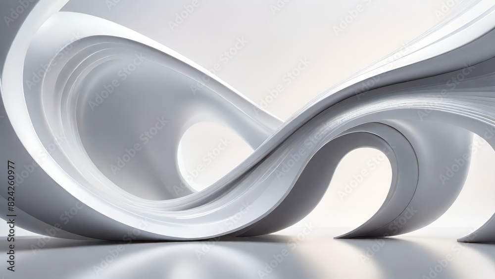 Aufkleber soft and smooth textured 3d effect gray wavy curved lines abstract background.