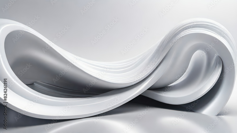 Aufkleber soft and smooth textured 3d effect gray wavy curved lines abstract background.