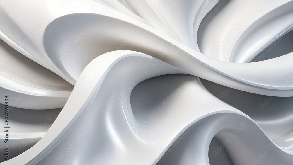 Aufkleber Soft and smooth textured 3d effect gray wavy curved lines abstract background.