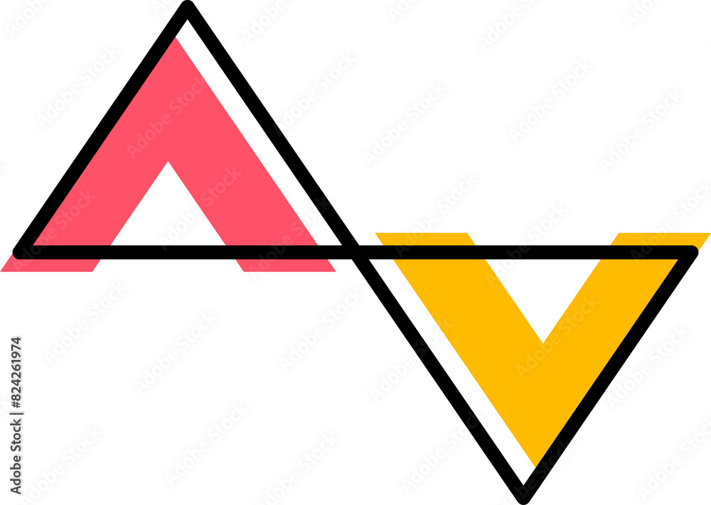 Poster abstract geometric memphis shape of dual triangles