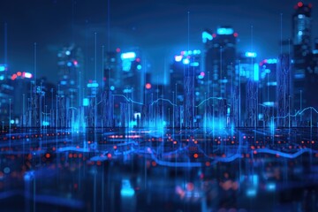 Fototapeta premium The Lines of Electronic Scattering and Cities