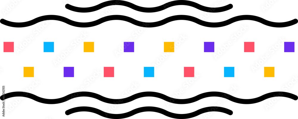 Poster abstract geometric memphis shape with wavy lines