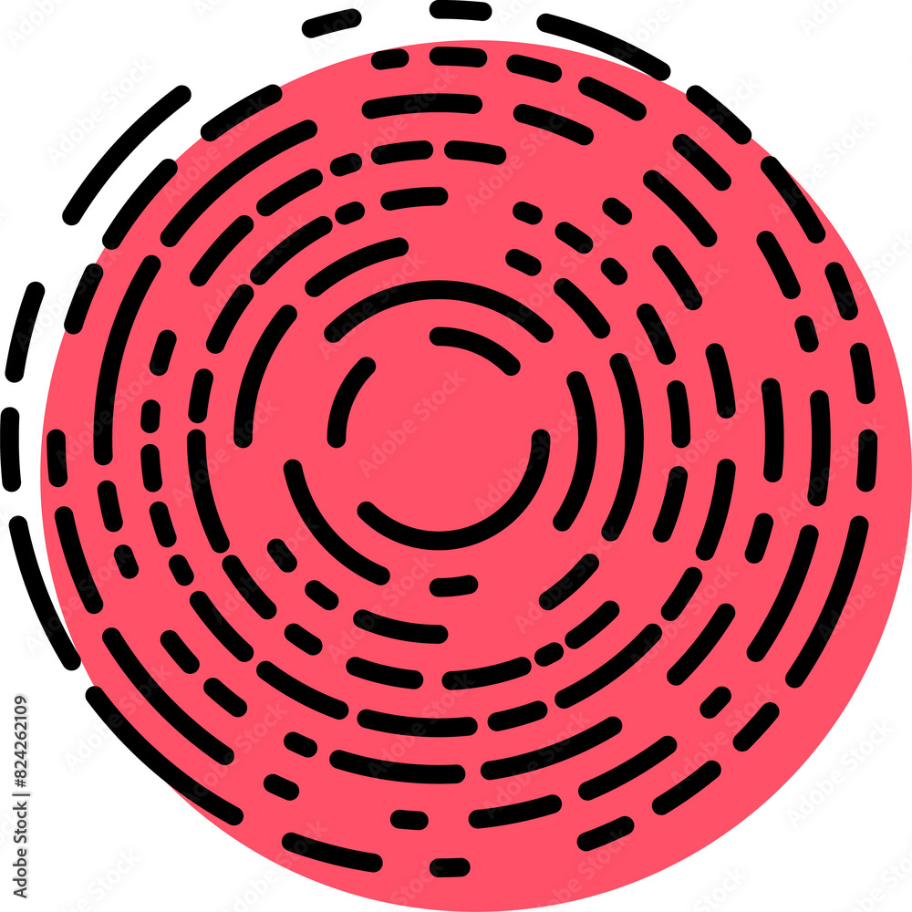 Poster Abstract geometric Memphis circle shape with lines