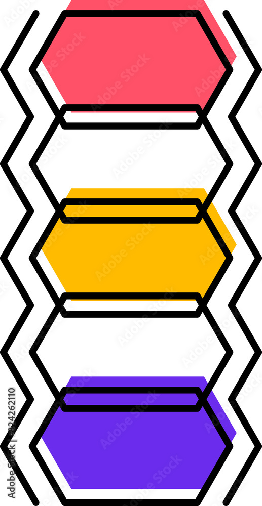 Poster abstract geometric memphis shape of hexagons