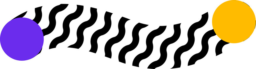 Abstract geometric Memphis shape, circles and wave
