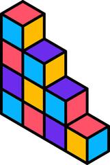 Obraz premium Abstract geometric Memphis shape of cubic stairs