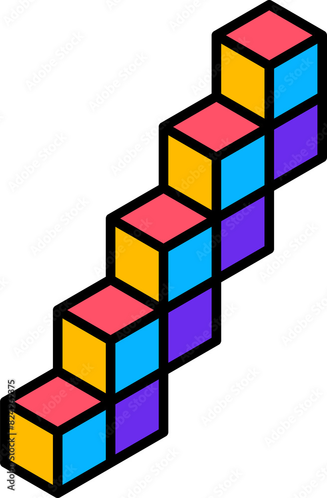 Poster abstract geometric memphis shape of cubic stairs