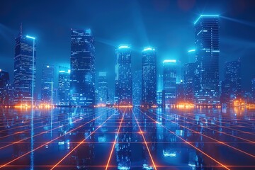 Fototapeta premium The Lines of Electronic Scattering and Cities