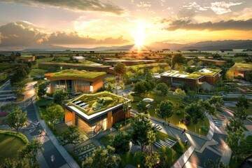 Obraz premium A building in solar system of the city