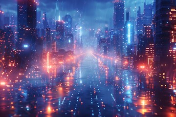 Obraz premium The Lines of Electronic Scattering and Cities