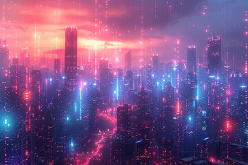 Obraz premium The Lines of Electronic Scattering and Cities