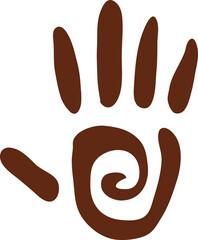 Human hand cave painting, prehistoric artwork