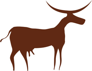 Cow cave painting, prehistoric stone art