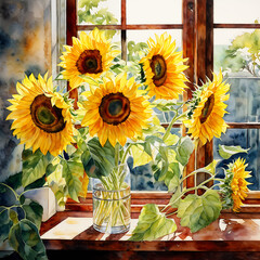 sunflowers in the window
