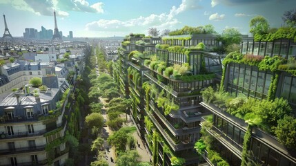 Obraz premium A building with roof garden, Paris view