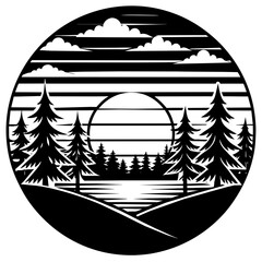 illustration Vintage retro sunset graphics. Retro sun in 80`s style.