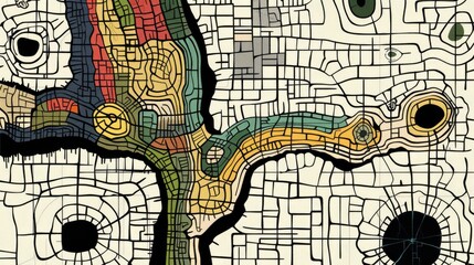 Obraz premium Fantasy Map, Wormcore, Chromiesthesia, 8k, Full-Shot Angle 