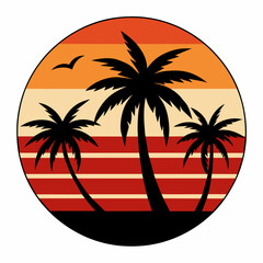 Palm trees silhouette on the beach vector t-shirt design