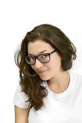 Fototapeta premium young and friendly teacher at her desk interacting the class