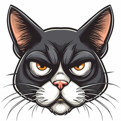 Sad cat head mascot caricature