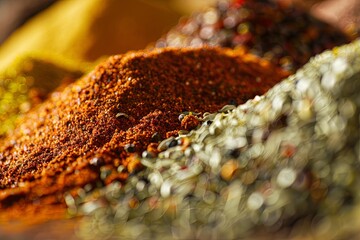 Close-up of traditional spice mix showcasing the rich flavors of Mexico.